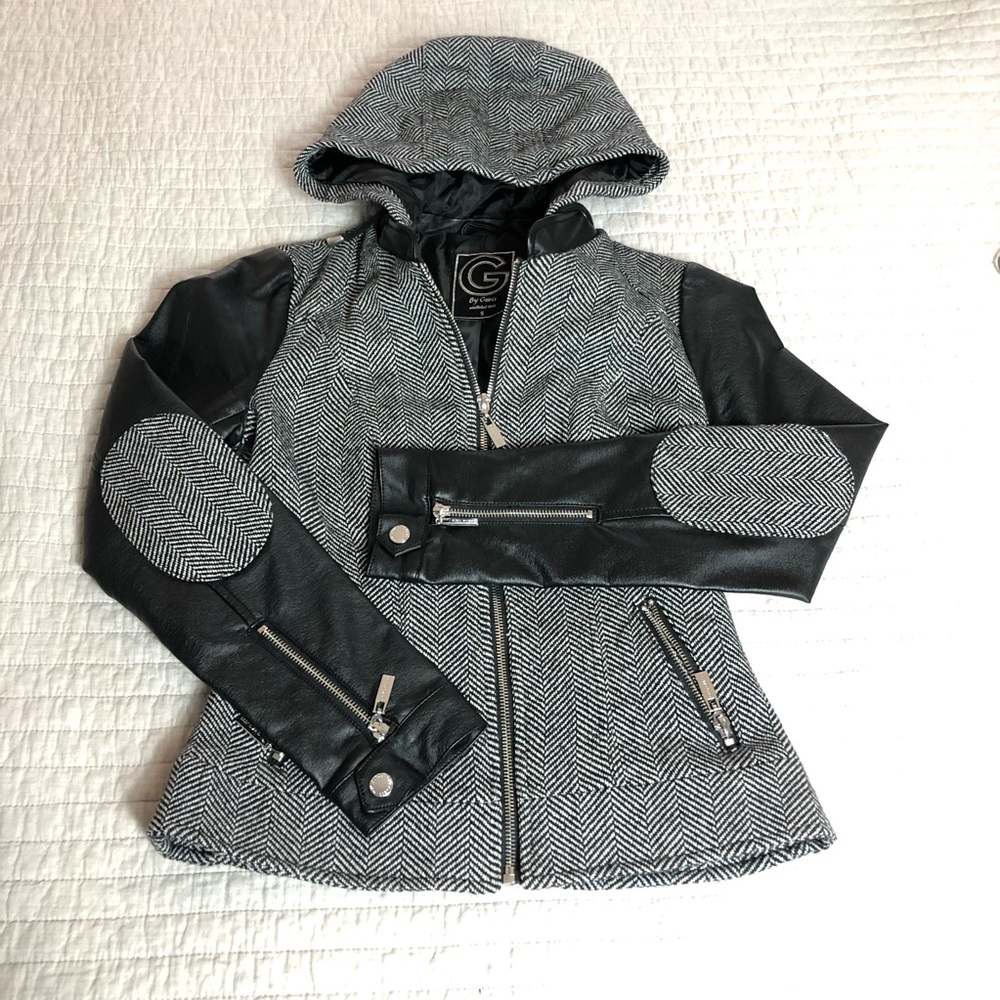 Guess Faux Leather Hooded Jacket